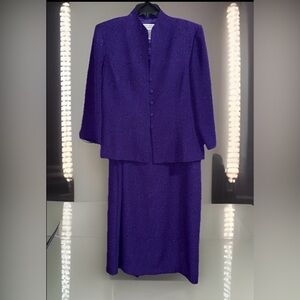 VTG Jessica Howard Deep Purple Paisley Dress & Jacket Set-1990’s-12-EUC